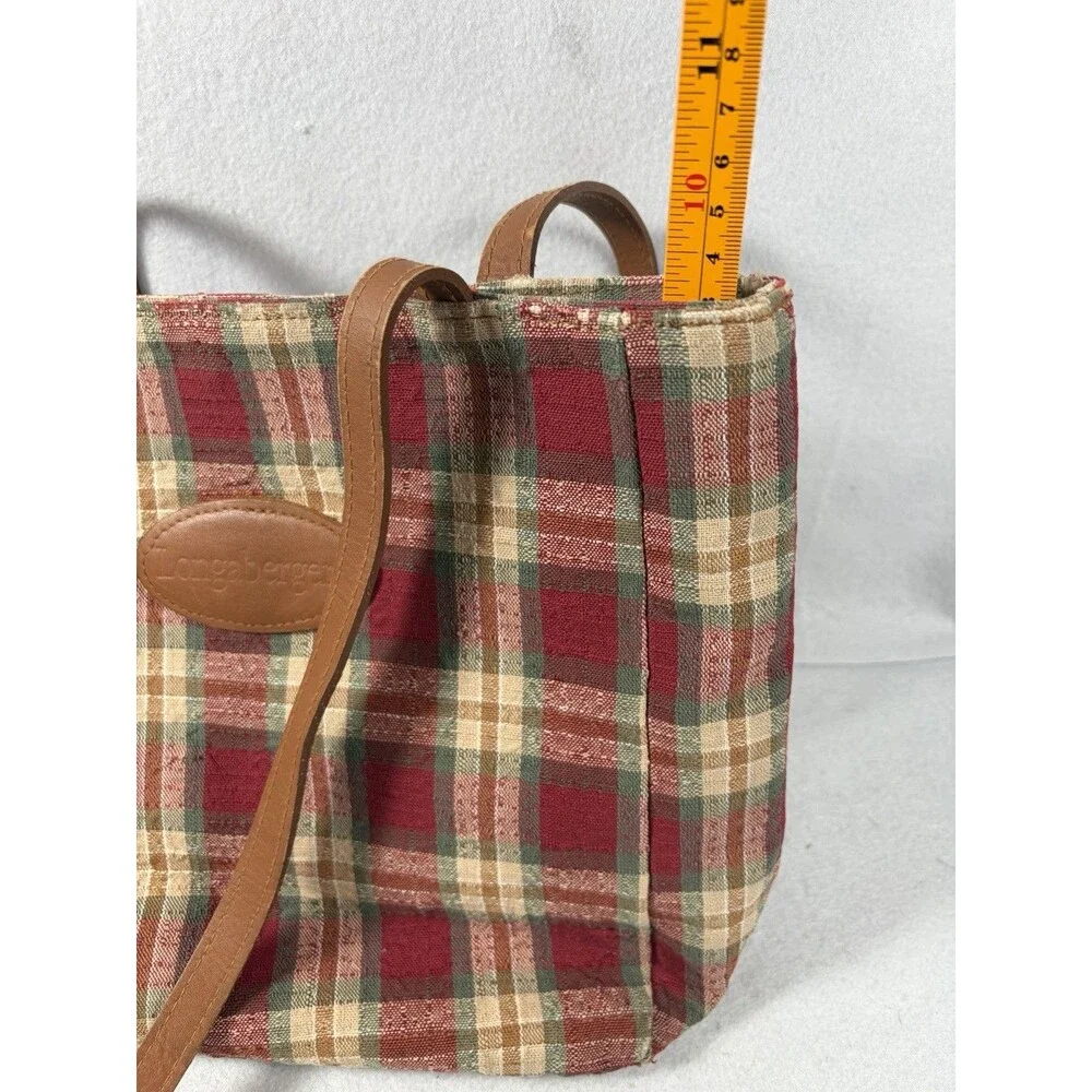Vintage Longaberger Plaid Tote/Purse Shoulder Strap 2 Interior Pockets USA
